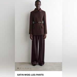 Brown COS Satin Wide-Leg Pants